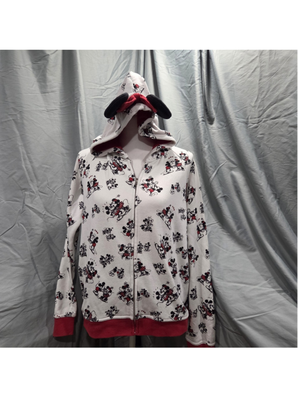 Disney Mickey And Minnie Hoodie W/Ears Size L